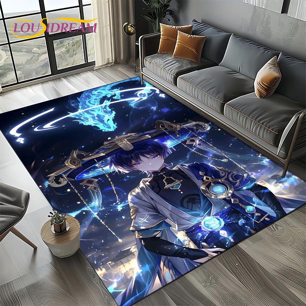 2025 New Cartoon Genshin Impact Character Solo Game Carpet Rug for Living Room Bedroom Home Sofa Decoration,Non-slip Floor Mat