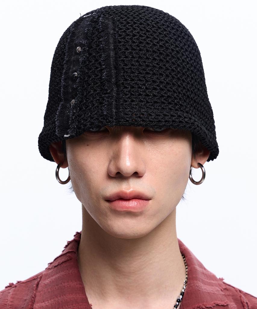 Aleseueseussi Denim Patched Rivet Beanie - Black