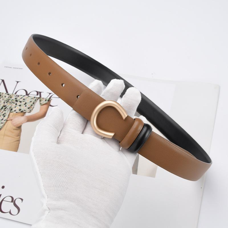 Genuine Leather Belt Versatile Buckle Belt Korean Women's Cowhide Suit Coat Jeans Belt