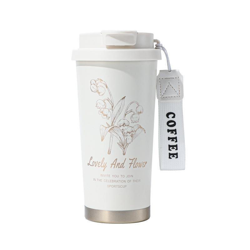 500Ml Stainless Steel Insulated Coffee Mug Portable Thermal Cup Travel Mug With Handle Women Coffee Cold&Hot Cup Vacuum Flask