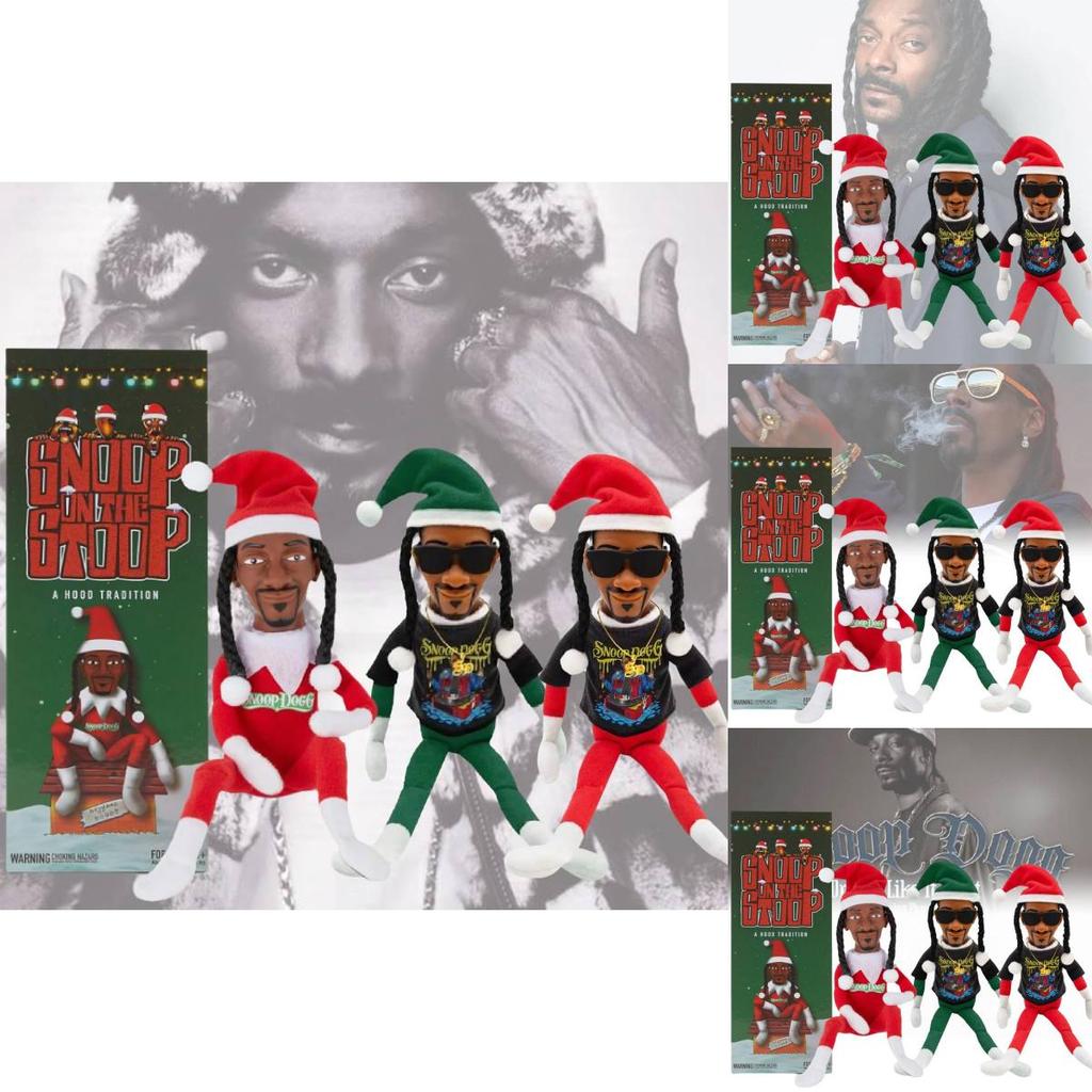 Decorazione Unica Elfo di Natale Snoop su una Veranda per Amanti dell'Hip Hop in Stili Colorati
