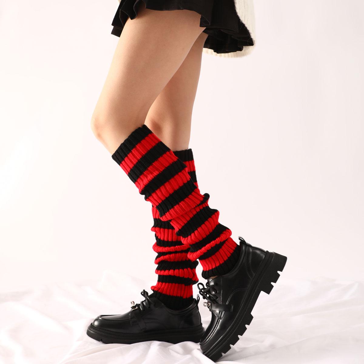 

Готические женские полосатые гетры в стиле Лолиты, длинные носки, вязаные леггинсы, японские сладости, зимние носки, каваи, гетры Y2k One Size
