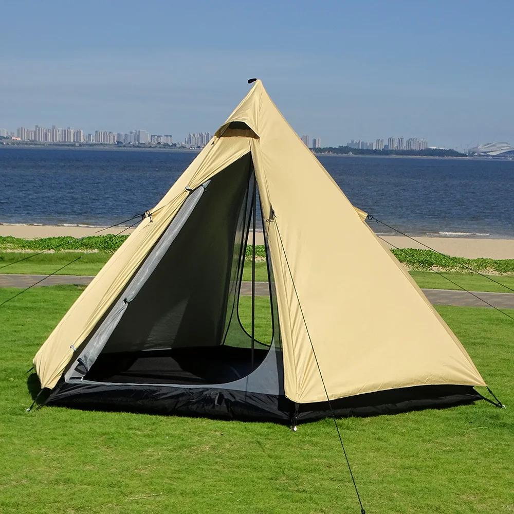 Ultralight Pyramid 4 Person Camping Tent Travel Family Tourist Double Layer Outdoor Hiking Large Teepee Backpacking Tipi tents хаки