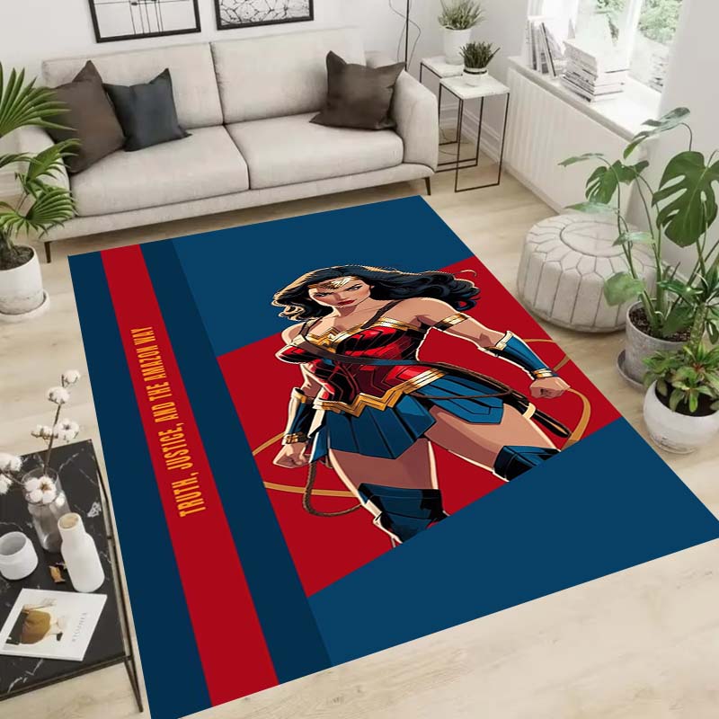 Wonder Woman pattern rug, suitable for living room, bedroom, bedside, balcony and other places, Nordic style decorative rug,