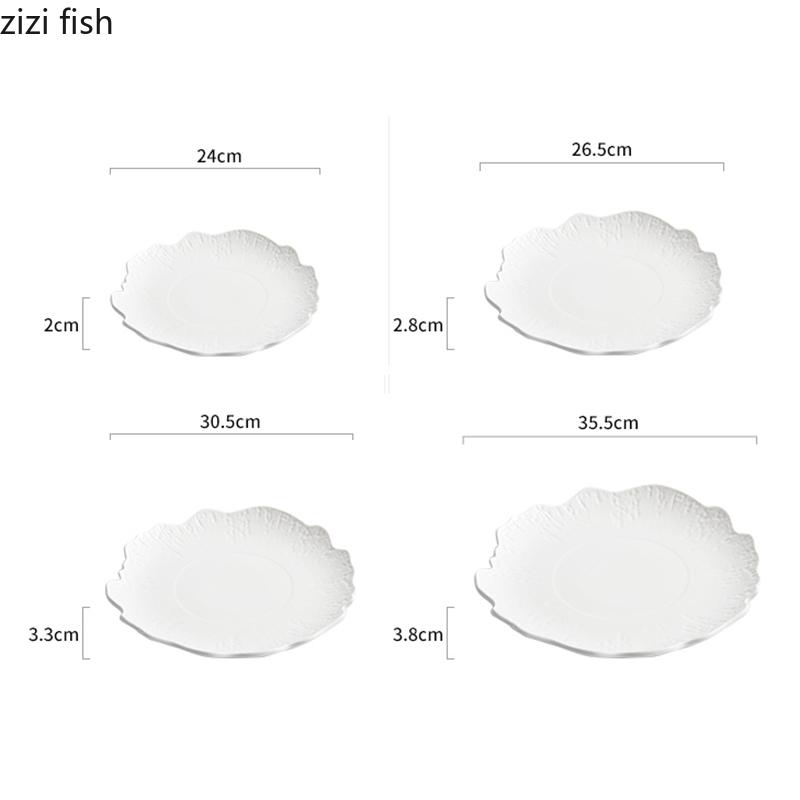 Stone Pattern Irregular Ceramic Dinner Plate Restaurant Salad Plate Dessert Snack Plate Pasta Plates Specialty Tableware