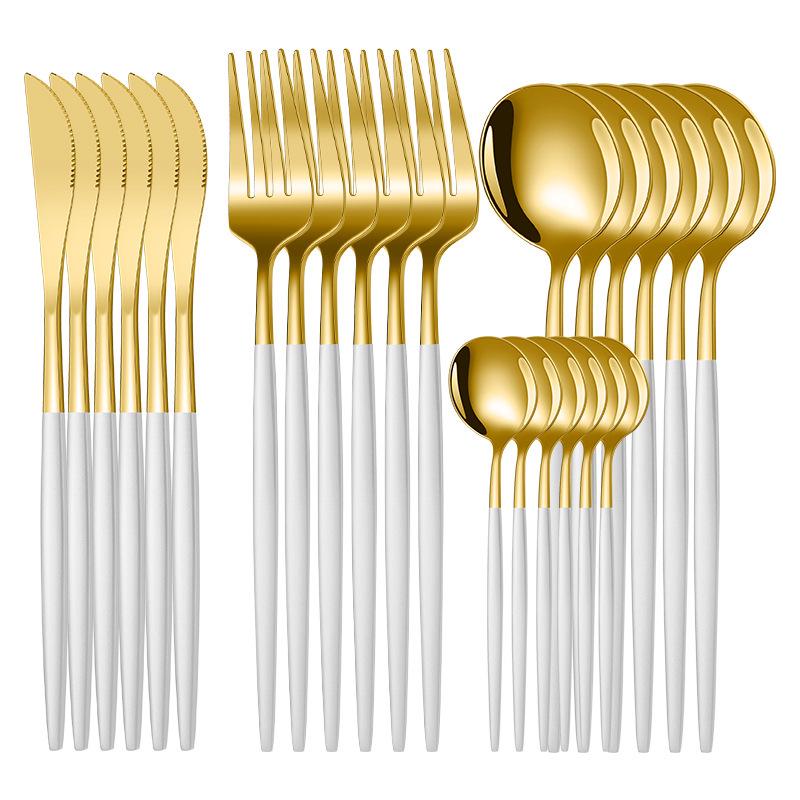 2025 Stainless Steel 24-Piece Cutlery Set for Hotels & Restaurants: Steak Knife, Fork & Spoon