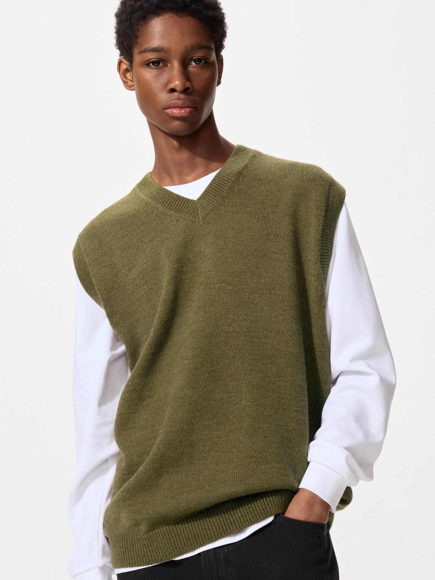 

Вязаный жилет с V-образным вырезом Uniqlo 56 OLIVE/MEN L