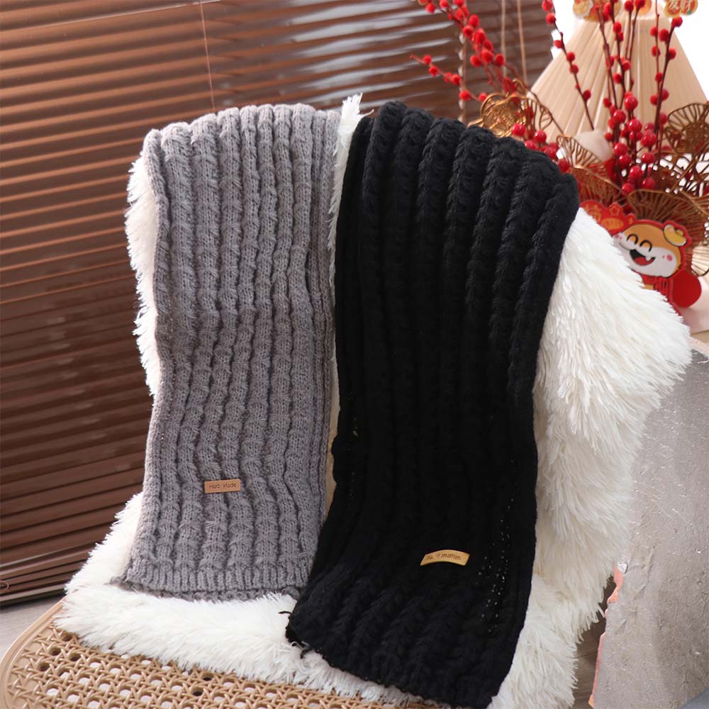 Casual Winter Knitted Scarves Korean Style Men Women Scarf Fashion Solid Color Knit Scarf  Gifts