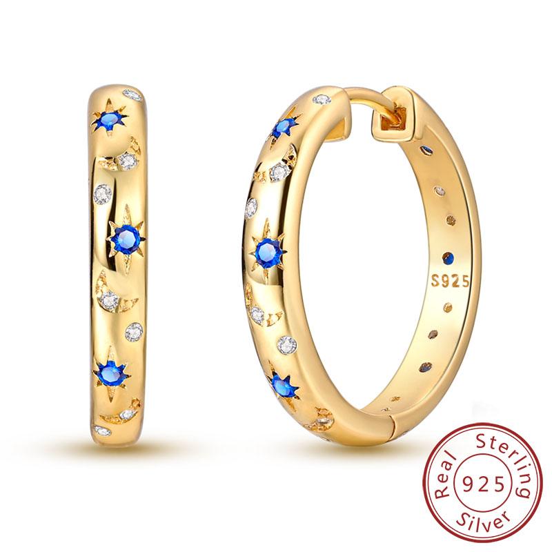 Earrings Original 925 Silver Stud Drop Hoop Earrings Rose Gold for Women Girls Party Wedding Birthday Jewelry Gift