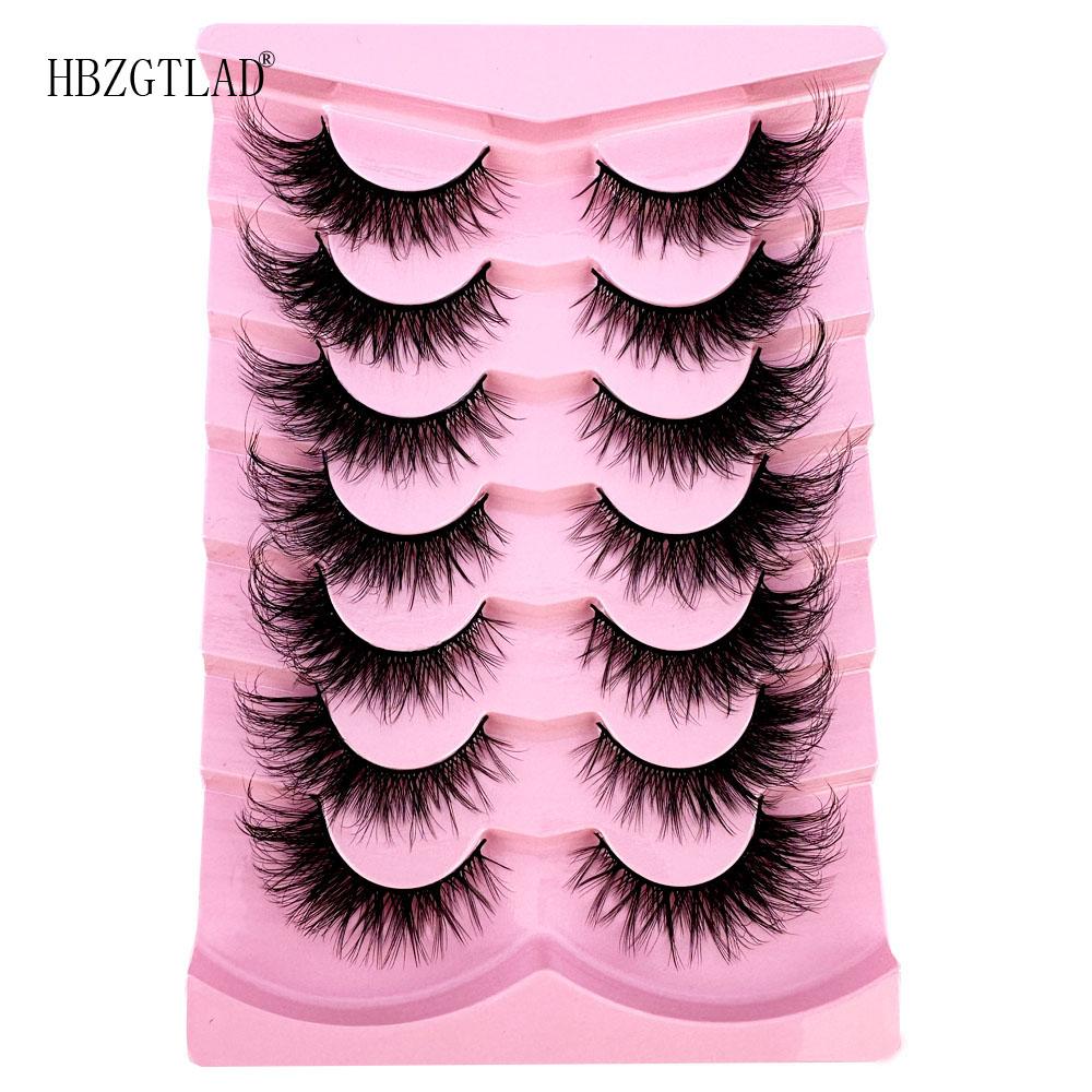 NEU 7 Paar Katzenaugen-Wimpern 3D Natürliche falsche Wimpern 5d Flauschige weiche Kreuz-Manga-Wimpern Wispy Natürliche Wimpernverlängerung Make-up