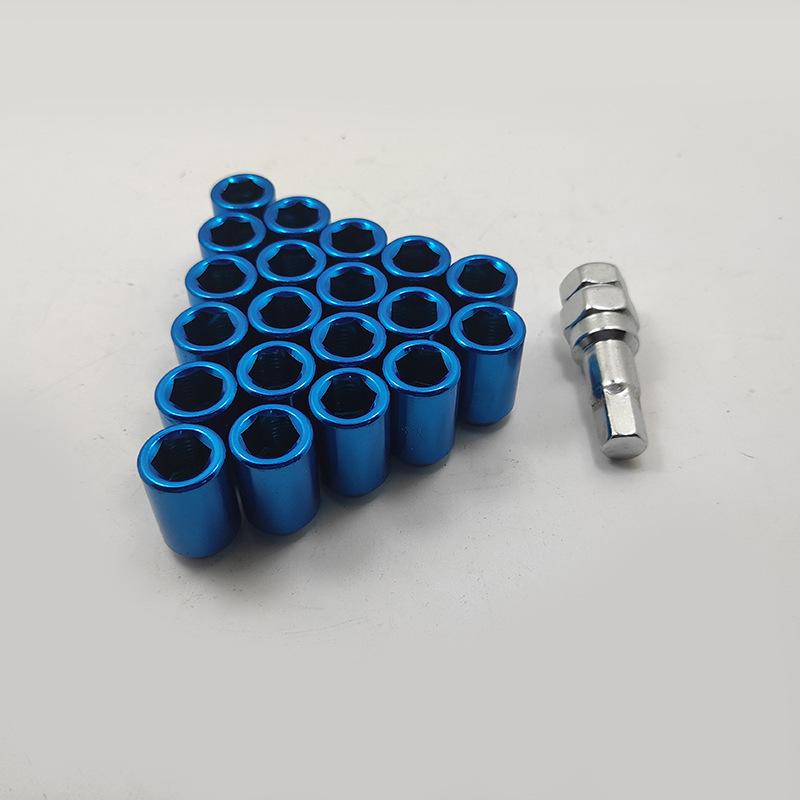 Blue Anti-Theft Tire Lug Nuts with Removal Key
