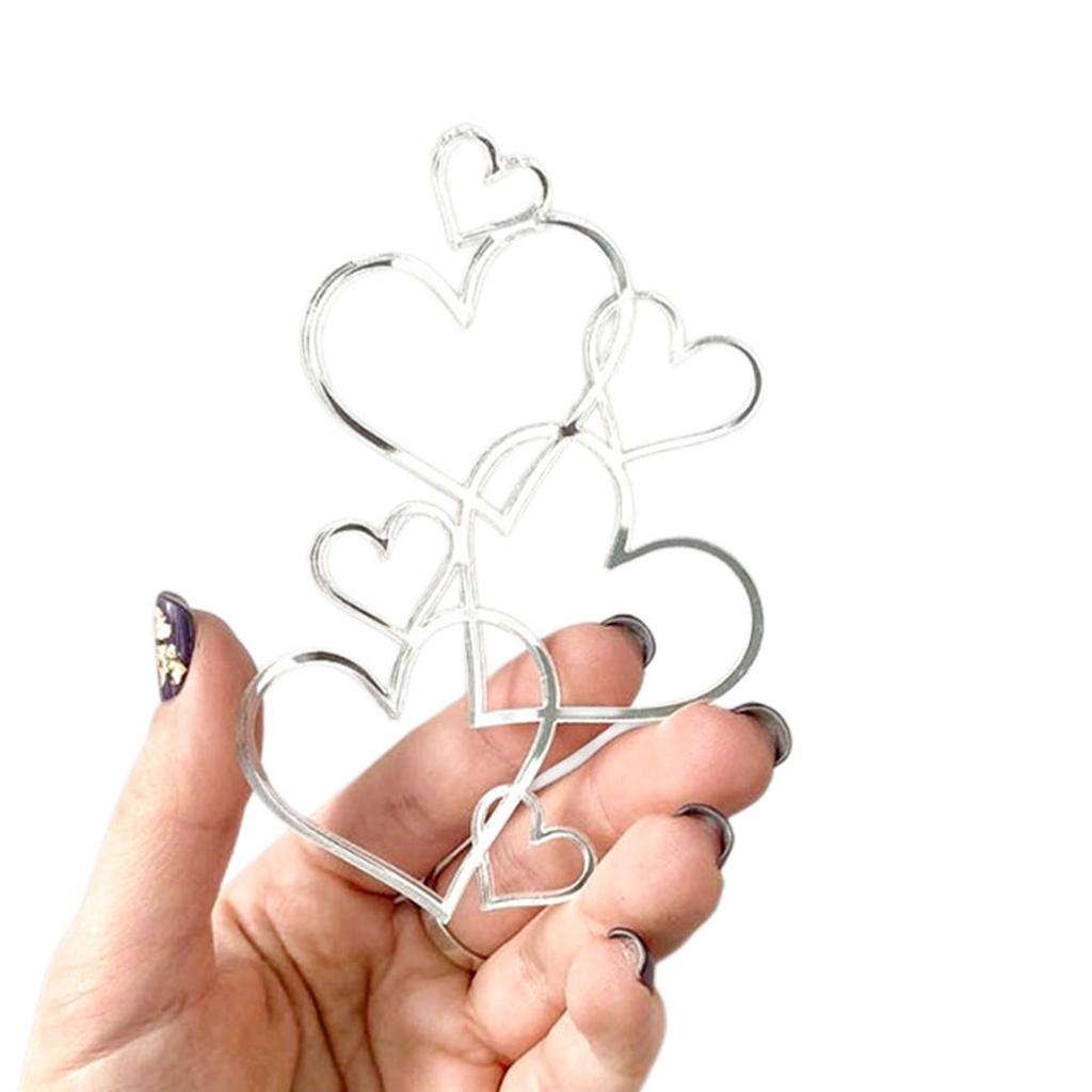 7 Hjerter Bryllupskaketopp Minimalistisk Kjærlighetshjerte Kakedekorasjon Valentinsdag Dessert Festdekorasjon