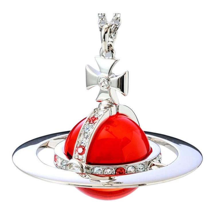 Vivienne Westwood Giant Orb Limited Edition Saturn Transparent Giant Ball Necklace Unisex necklace Red 6302034202P182CN001