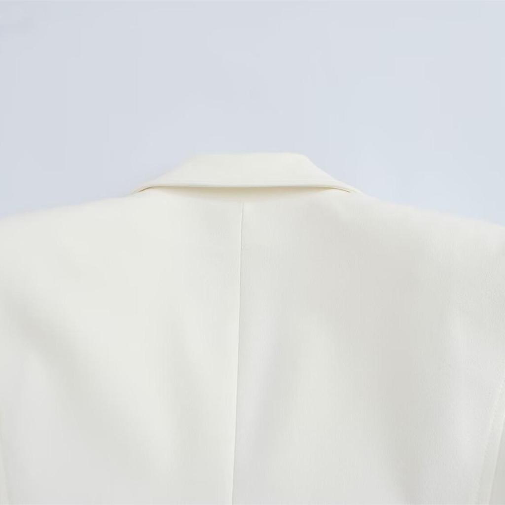 2025 Spring Women's Versatile Solid Color Single-Breasted Blazer with Turn-Down Collar