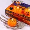 LED Flameless Candles Halloween Pumpkin Decorations Party Supplies Glowing Night Light Lantern 12pcs