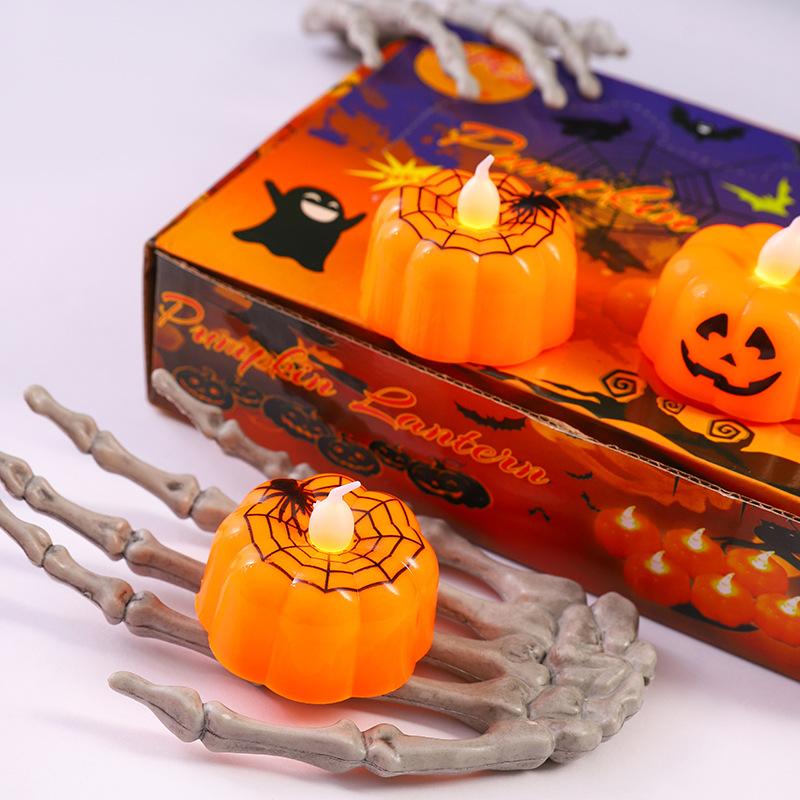 LED Flameless Candles Halloween Pumpkin Decorations Party Supplies Glowing Night Light Lantern 12pcs