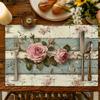 VIKAM 4/6/8/10pcs Vintage Rose Print Table Mat Easy-to-Clean Dining Table Protective Pad Kitchen Restaurant Placemat Decoration