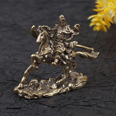 Brass God Of Wealth Riding Horse Guan Gong Statue Home Decoration Accessories