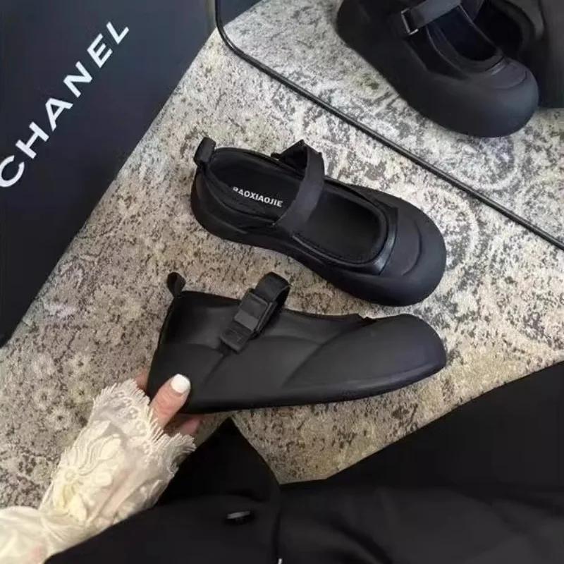 Fashion 2025 Ladies Shoes Cover Heel Women's Sandals Platform Casual Sandals Women Round Toe Shallow Buckle Strap Flat with Shoes Female