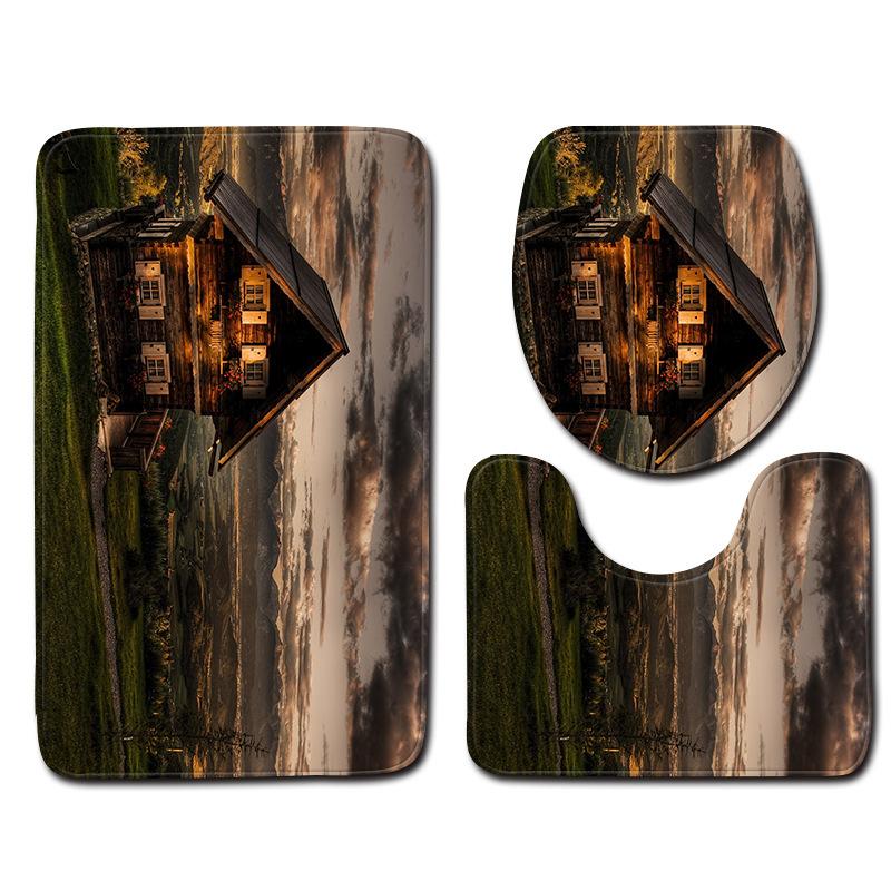 Covor de podea creativ din trei piese pentru toaletă, covor de ușă, covor de baie, covor de ușă moale antiderapant