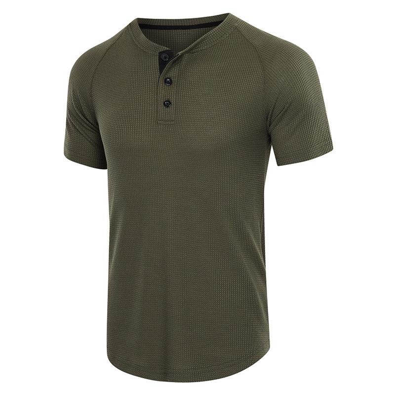 Summer Men's Heavyweight Short-sleeved T-shirt Men's Henley Shirt T-shirt Trend Casual Tops