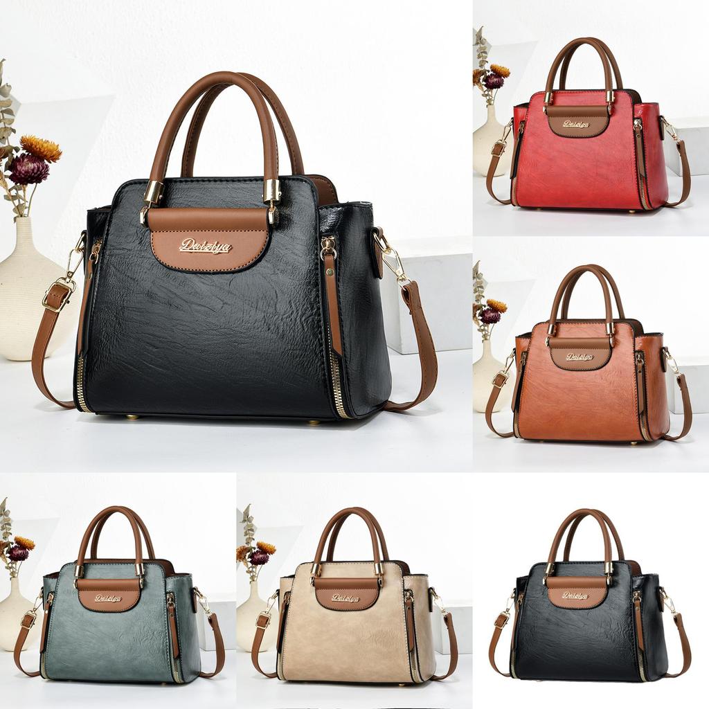Street Style Pu Handbag With Top Zip Closure And Letter Decor For Daily Use