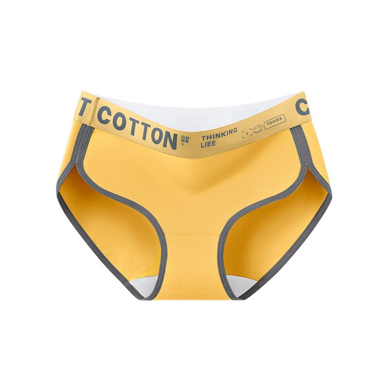 Ladies Spring and Autumn New Cotton Antibacterial Extension Crotch No Mark High Split Middle Waist Triangle Briefs