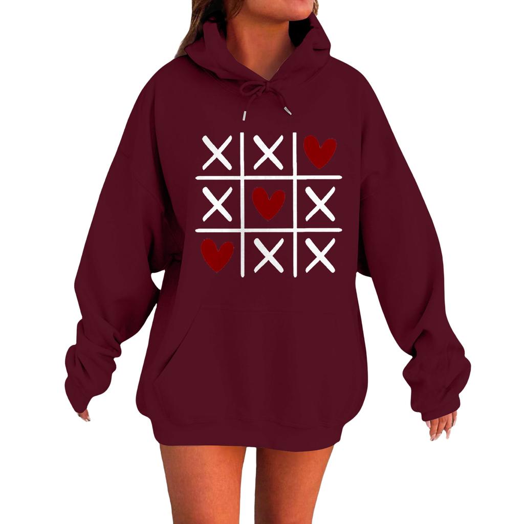 Damen Locker Bequem Lässig Modisch Liebe Aufdruck Langarm Sweatshirt