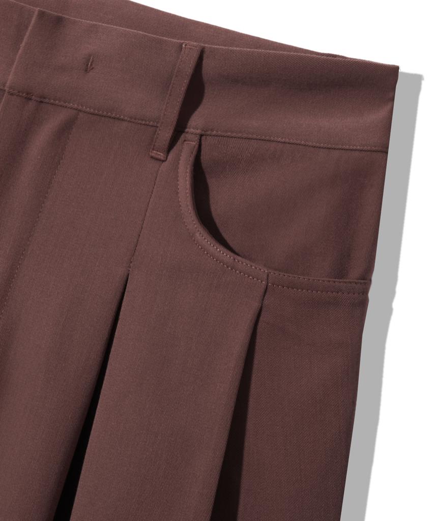 TRILLION Double Inverted Tuck Wide Pants [Brown]