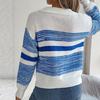 Sweater Women Casual Collar Polo Long Sleeve Knit Pullover Contrast Stripe Autumn Winter