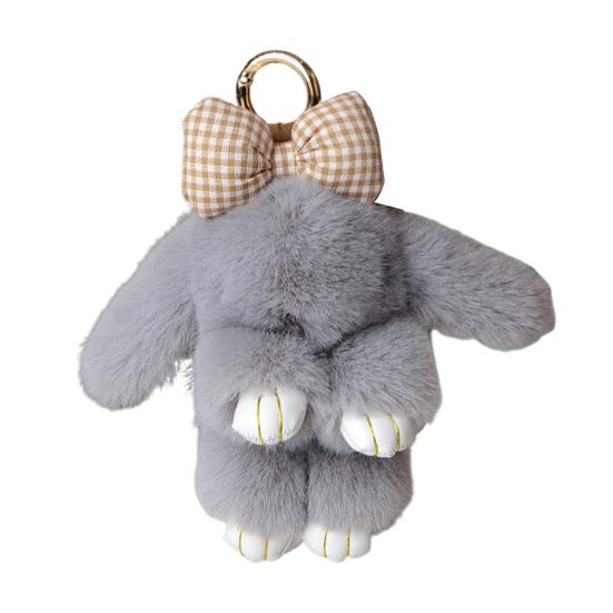 პლუშუს კურდღლის გასაღების ჯაჭვი ბეწვიანი ხელოვნური ბეწვის კურდღლის გულსაკიდი გასაღების ჯაჭვი რბილი ცხოველის გასაღებების აქსესუარი ქალისთვის ზურგჩანთის დეკორი