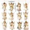 12Pcs Wooden Victoria Angel Ornament Set Handcrafted Christmas Decorations New Xmas Tree Pendant