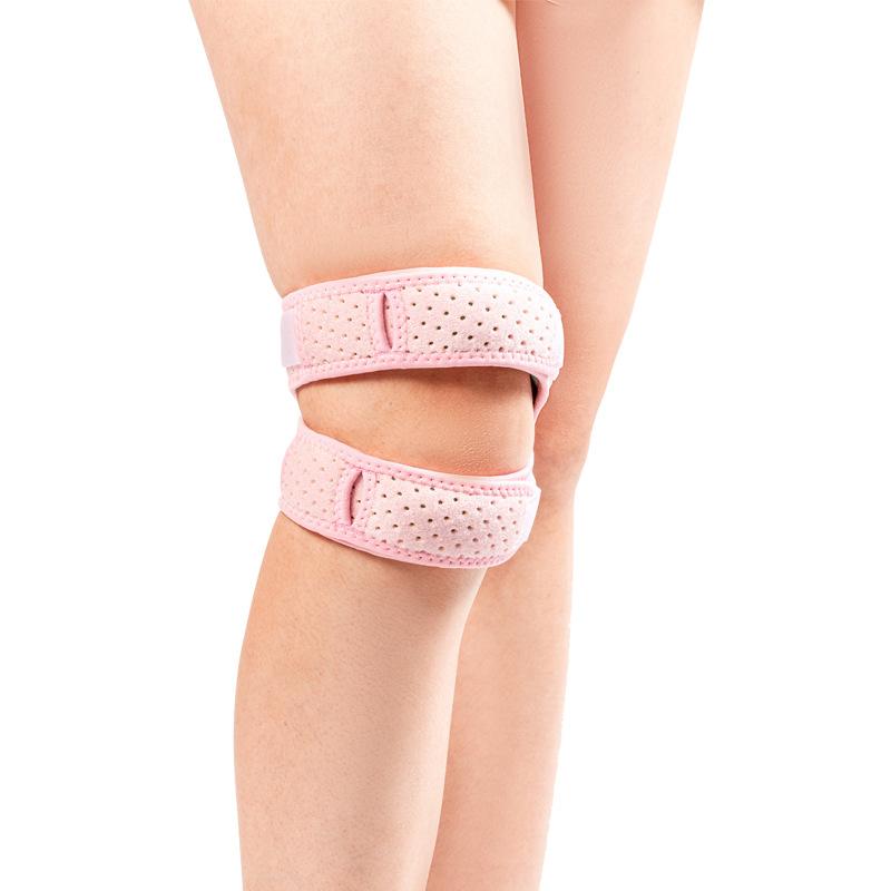 

Односторонняя пателлярная лента Защита колена Двустороннее давление Амортизация для бега Футбол Дышащая Впитывающая пот one-size-fits-all розовый