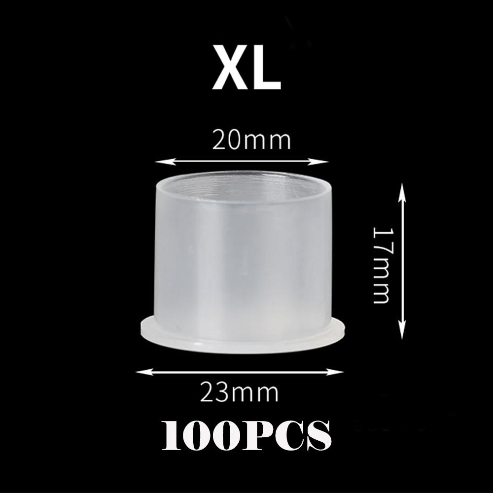 DM 100PCS Disposable Tattoo Ink Cup Plastic Pigment Clear Holder Container Cap With Bottom Permanent Makeup Microblading Supply