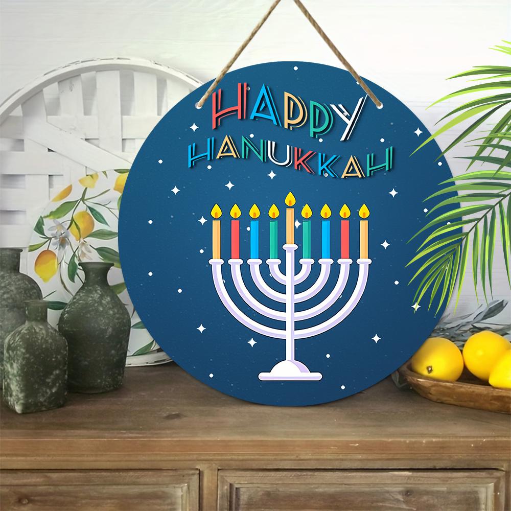 2D flate hengende dekorative skilt, interiør vegg- eller dørdekorasjon, Hanukka-dekorasjon, interessante gaver til familie og venner