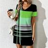 Summer Fashion Women's V Neck Short Sleeve Retro Geometric Pattern Printed Dress Sex Short Skirt Dresses