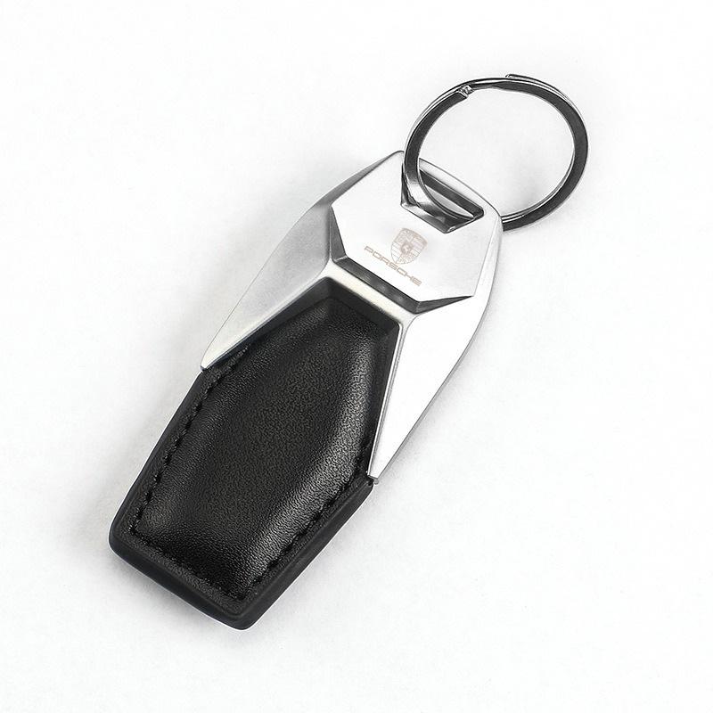 

Leather Alloy Car Keychain Keyring Key Ring Accessory For Porsche Cayenne Panamera Macan 911 718 Taycan Boxster Cayman 918 Pajun