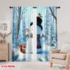 2 Stück, 2D-Flachdruck Druckvorhänge Winter Schneemann & Eichhörnchen Vielseitiger Stoff (ohne Stange) Vielseitig Alles für Schlafzimmer &