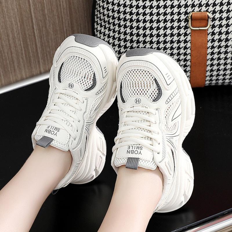 Spring Autumn Women's Platform Shoes New Mesh Breathable Casual Sneakers Fashion Versatile Women's Dad Shoes Tenis De Moda 2025