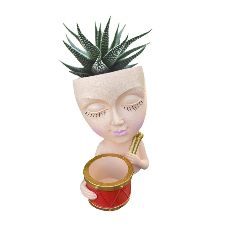 Durable Silicone Mold Silicone Casting Mould Human with Drum Shaped Silicone Craft Molds for DIY Making Resin Flowerpot