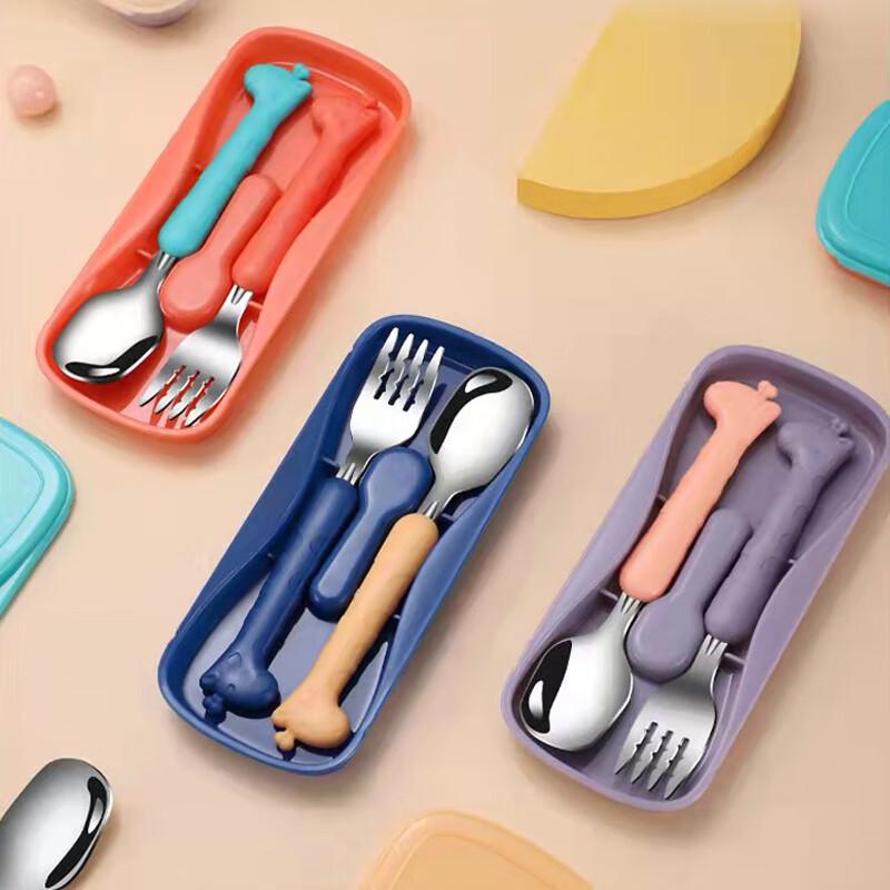 

Children s Portable Stainless Steel Spoon & Fork Set