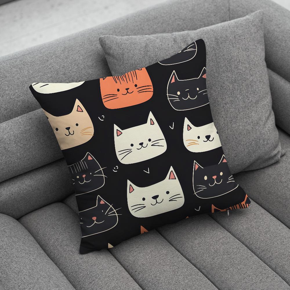 Cute Cat Print Pillow Case Soft Cushion Cases for Farmhouse Sofa Decor Home Decorations and Protector