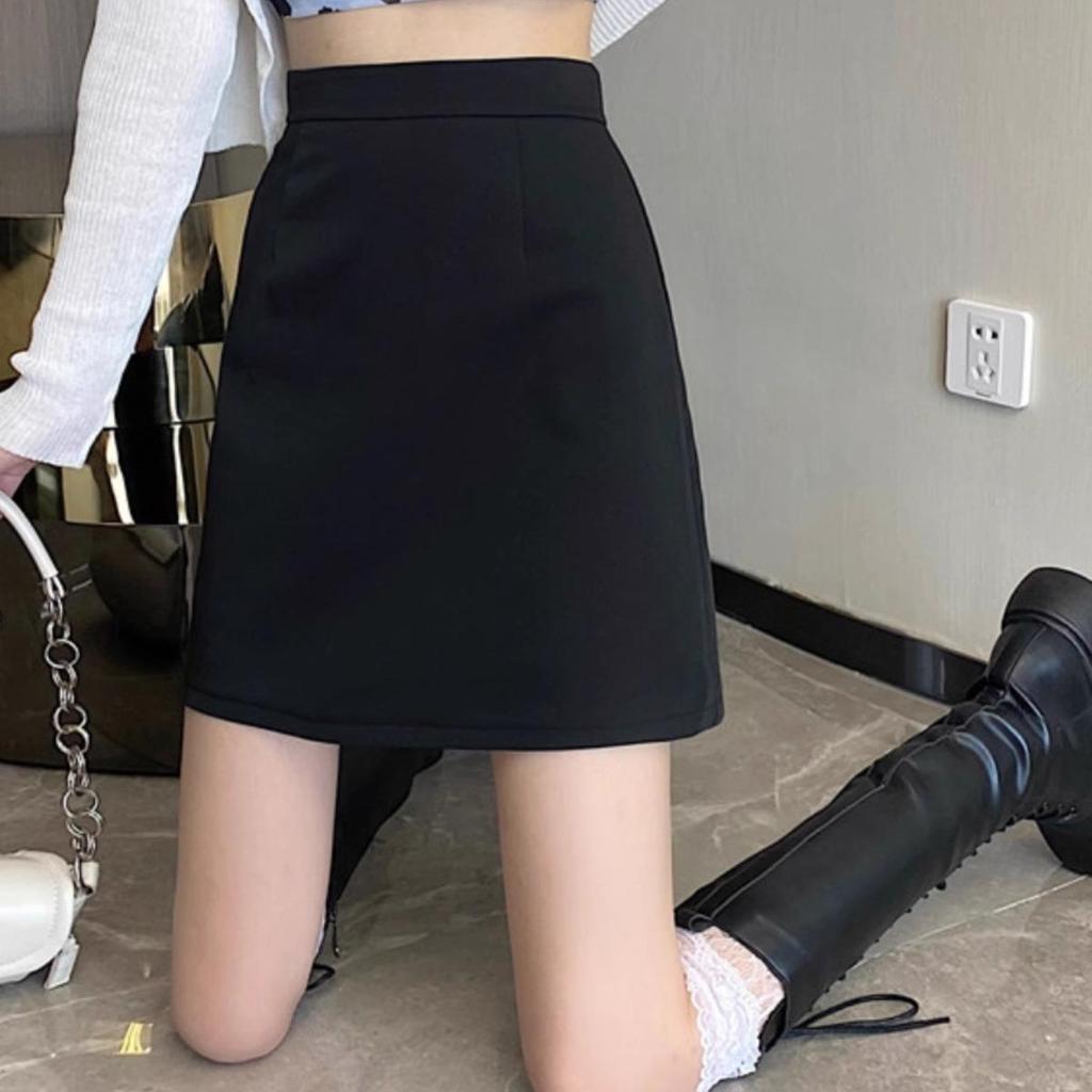 Autumn 2025 Women's Petite Black High-Waisted Bodycon Midi Skirt