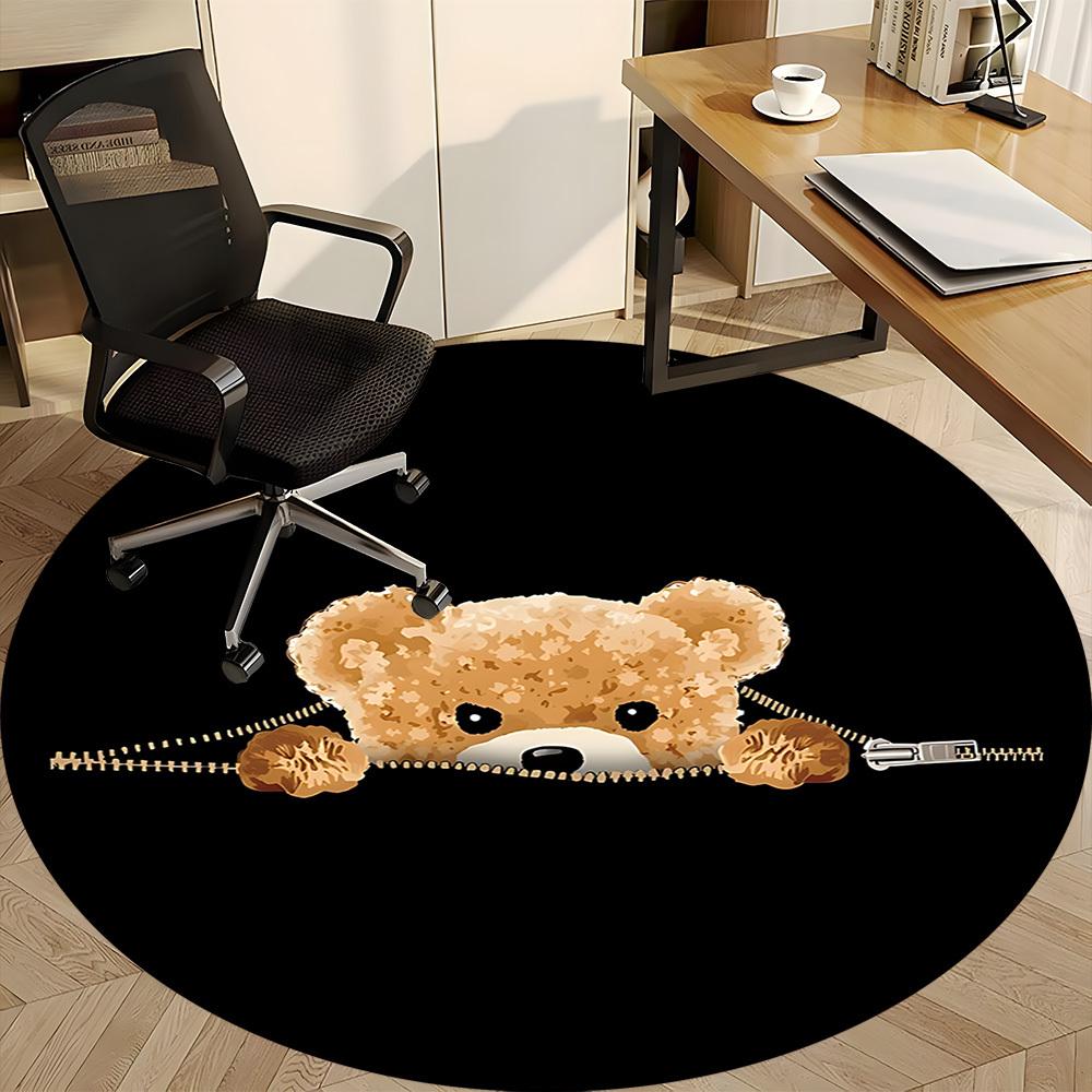 1pc Teddy Bear Carpet for Office Non-Slip, Round Carpet, Soft & Comfortable, Carpet for Office, Lightweight Round Floor Mat