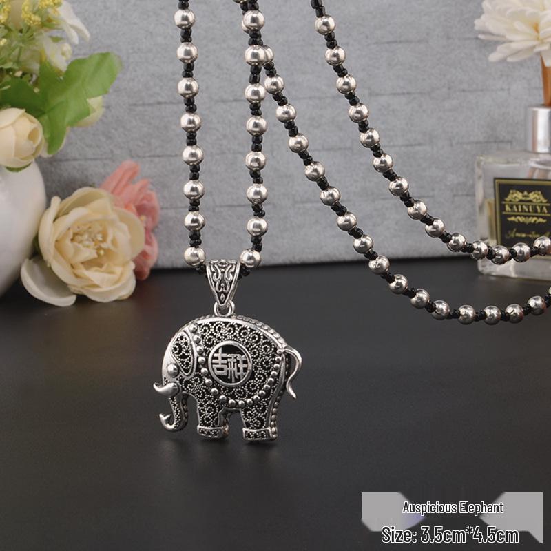 

Тибетское серебро Четыре стороны света Кисточка Подвеска Ожерелье