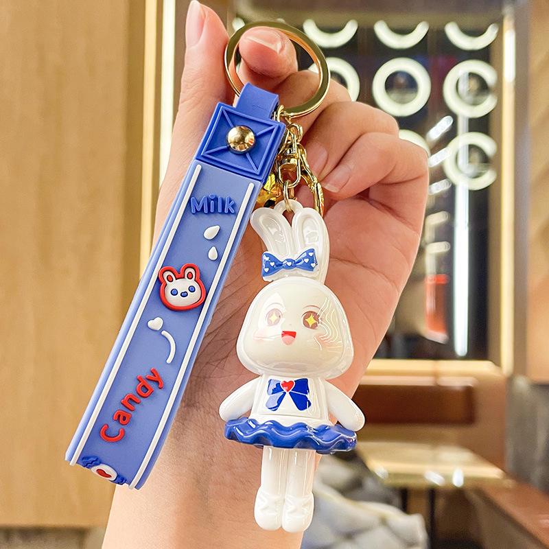 Acrylic White Rabbit Keychain Pendant – Creative Gift and Exquisite Backpack Charm Single OPP bag packaging