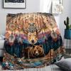 Deer Print Flannel Blanket, High quality Comfortable for All Seasons, Home Decor, Warmth and Comfort, Perfect for Christmas Gifts