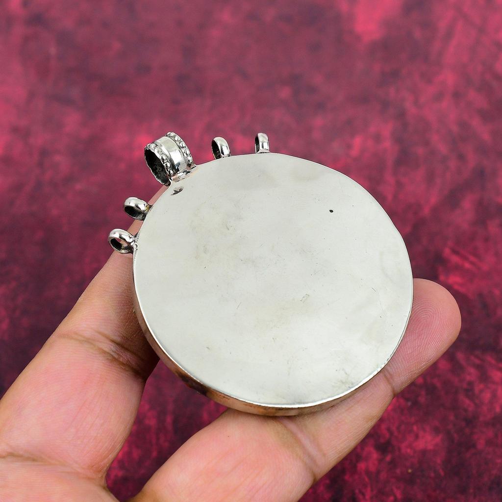 Turquoise & Coral Pendant, 925 Solid Sterling Silver Gemstone Jewelry, Handmade Nepali Pendant, For Thanksgiving