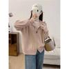 Autumn and winter new women's loose solid color zipper cardigan versatile casual thickened polo neck sweater jacket