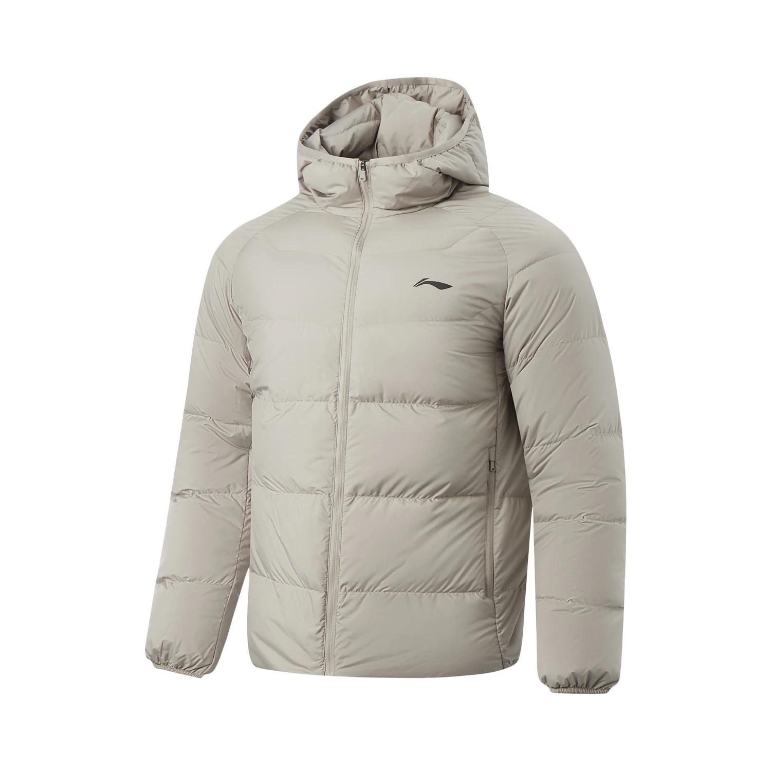 

Li-Ning Comfortable Hooded Zipper Warm Casual Simple Down Jacket Men outerwear AYMV211-6 3XL
